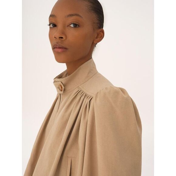 CHLOE Gathered Sleeve Bomber Jacket Women Beige Coats & Jackets - Picture 4 of 5